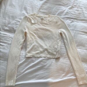 Aerie Cream Long Sleeve Blouse